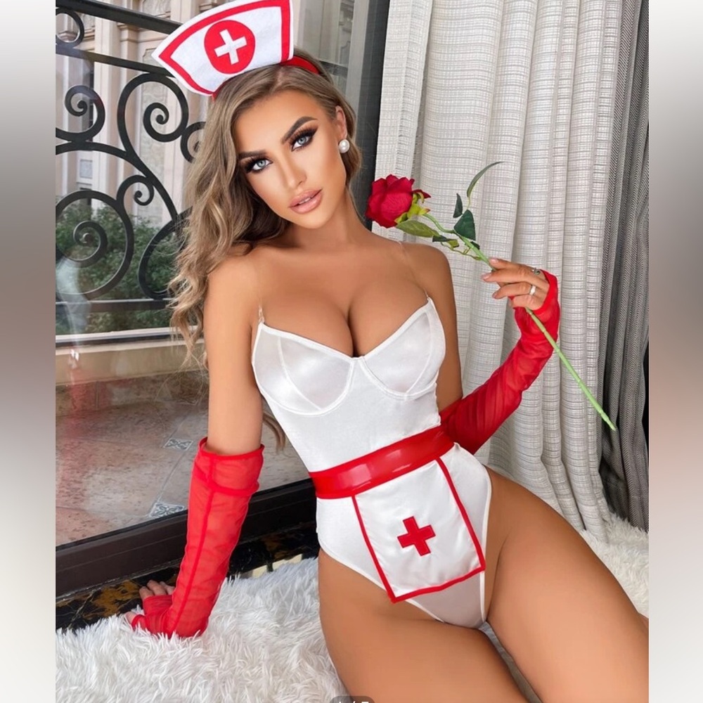 Sexy nurse costume red and white